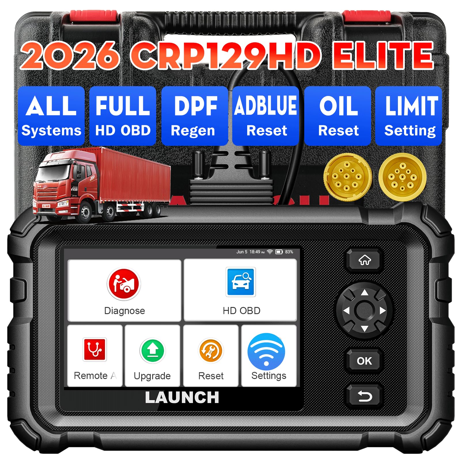 LAUNCH CRP129 HD Heavy Duty Truck Scanner,Full System Diesel Scan